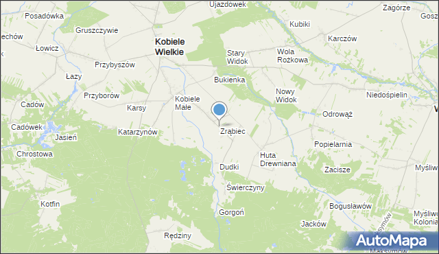 mapa Zrąbiec, Zrąbiec na mapie Targeo